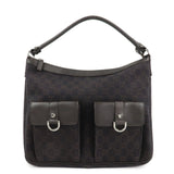 GUCCI Abbey Leather Canvas Shoulder Bag Hand Bag Dark Brown 293581  d