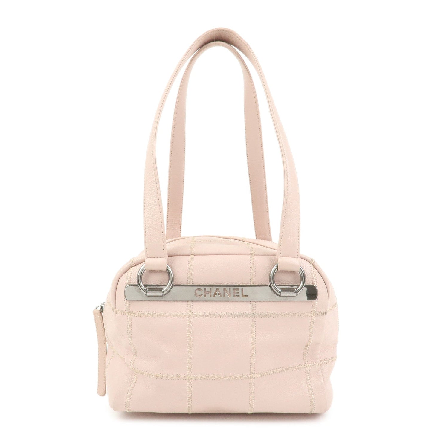 CHANEL Chocolate Bar COCO Mark Caviarskin Mini Boston Bag A26134