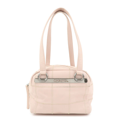 CHANEL Chocolate Bar COCO Mark Caviarskin Mini Boston Bag A26134