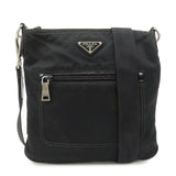PRADA Triangle Logo Nylon Patent Leather Shoulder Bag Black  d