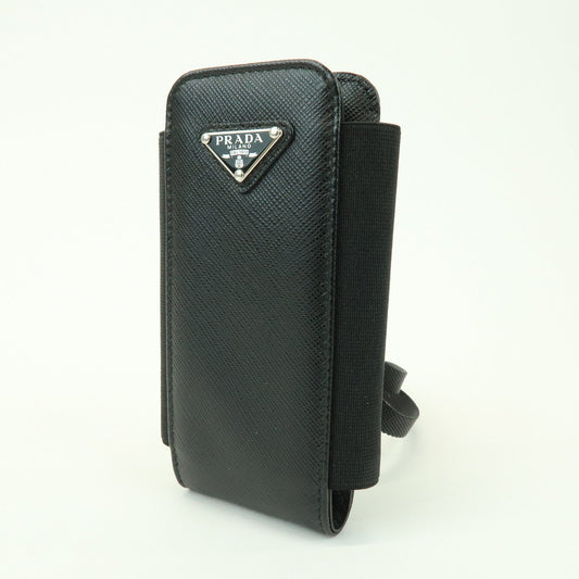 PRADA Triangle Logo Saffiano Leather Nylon Phone Case 1ZT019