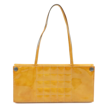 CHANEL Chocolate Bar Patent Leather Shoulder Bag Hand Bag Orange
