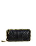 Chanel Black Pleated Chain Around Clutch Bag w/ Crossbody Strap