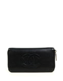 Chanel Black Caviar Leather CC Timeless Zip around Long Wallet