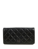 Chanel Black Lambskin Leather Quilted Yen Wallet