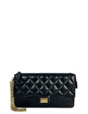 Chanel Black Leather Quilted Reissue Wallet Wristlet Bag