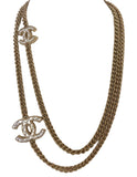 Chanel Metal Quilted CC Long Chain Necklace