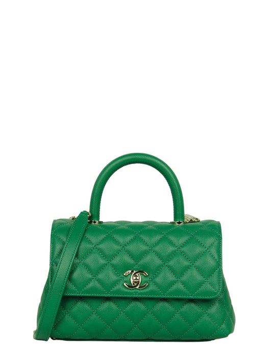 Chanel 2024 Green Caviar Mini Coco Handle Flap Bag