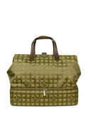 Chanel Khaki Logo Printed Travel Ligne Frame Bag