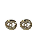 Chanel Metal Pearl CC Pierced Earrings