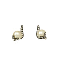 Chanel   Grey Faux Pearl Earrings w/ Strass Crystals