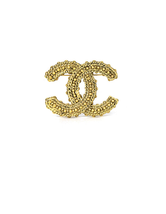 Chanel Goldtone CC Studded Brooch