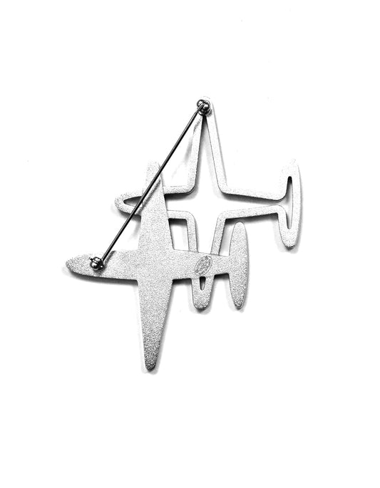 Chanel Two Planes Crystal CC Silvertone Brooch