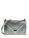 Christian Dior Silver Micro-Cannage Medium Diorama Flap Bag