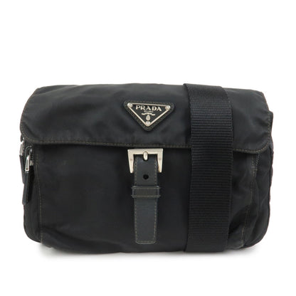 PRADA Nylon Leather Shoulder Bag Crossbody Bag Black BT0521