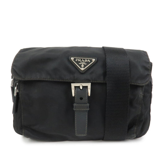 PRADA Nylon Leather Shoulder Bag Crossbody Bag Black BT0521