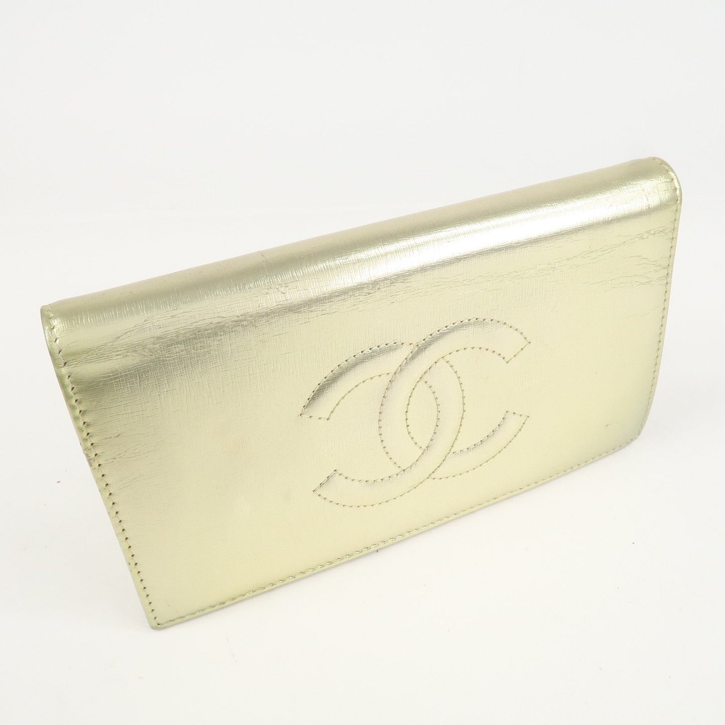 CHANEL Leather Coco Mark Long Wallet Gold Gold Hardware A27156  d
