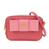 PRADA Saffiano Leather Ribbon Mini Camera Shoulder Bag Pink 1N1674
