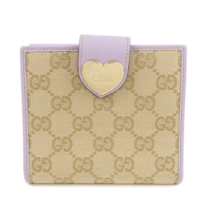 GUCCI Lovely Heart GG Canvas Leather W Hook Bi-Fold Wallet 203549  d