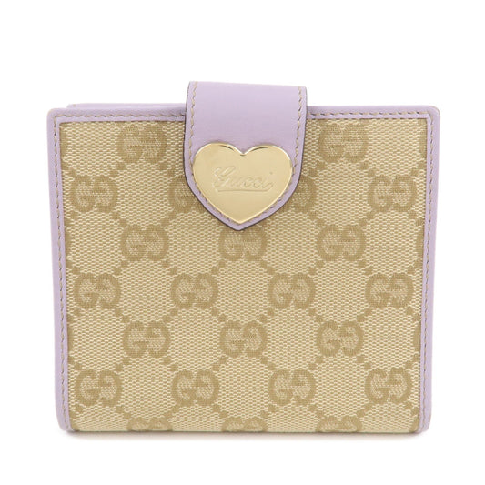 GUCCI Lovely Heart GG Canvas Leather W Hook Bi-Fold Wallet 203549  d