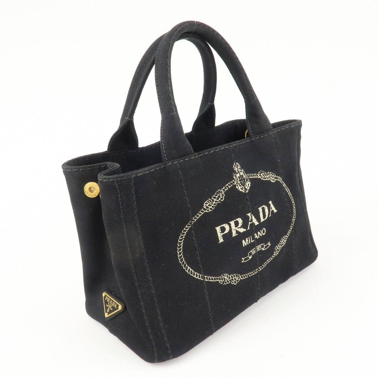 PRADA Canapa Mini Canvas 2Way Bag Hand Bag Shoulder Bag Black 1BG439  d