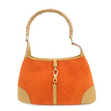 GUCCI Bamboo Suede Leather Shoulder Bag Orange 001??4060??002058
