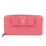 PRADA Saffiano Leather Round Zippy Wallet Pink Pink 1M0506