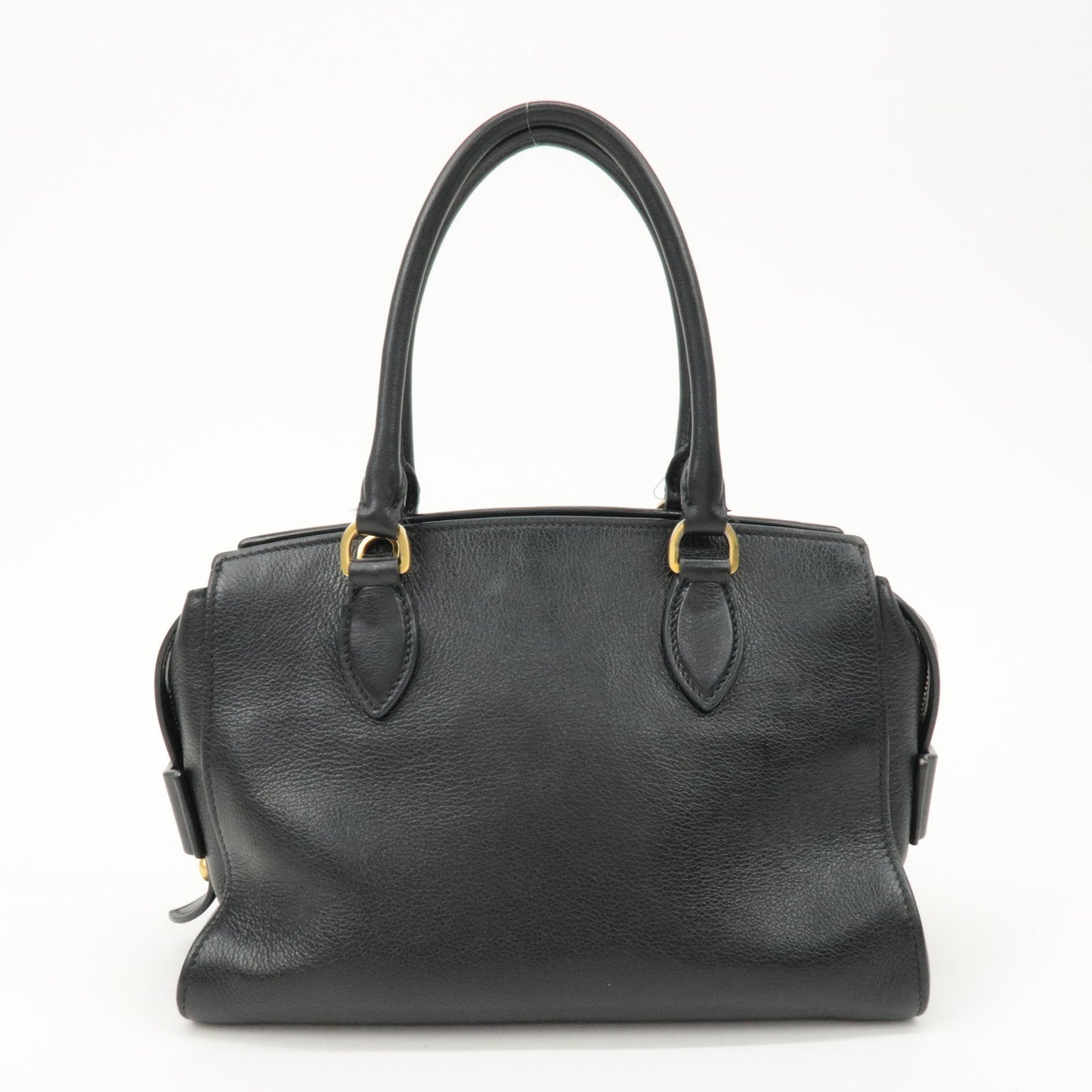 PRADA Leather 2Way Bag Shoulder Hand Bag Black Gold  d