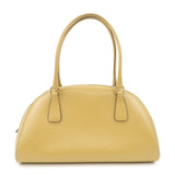 PRADA Leather Bowling Bag Boston Bag Hand Bag Gold HDW Beige