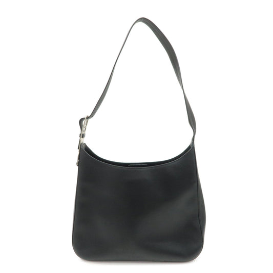 PRADA Logo Leather Shoulder Bag Crossbody Bag Black