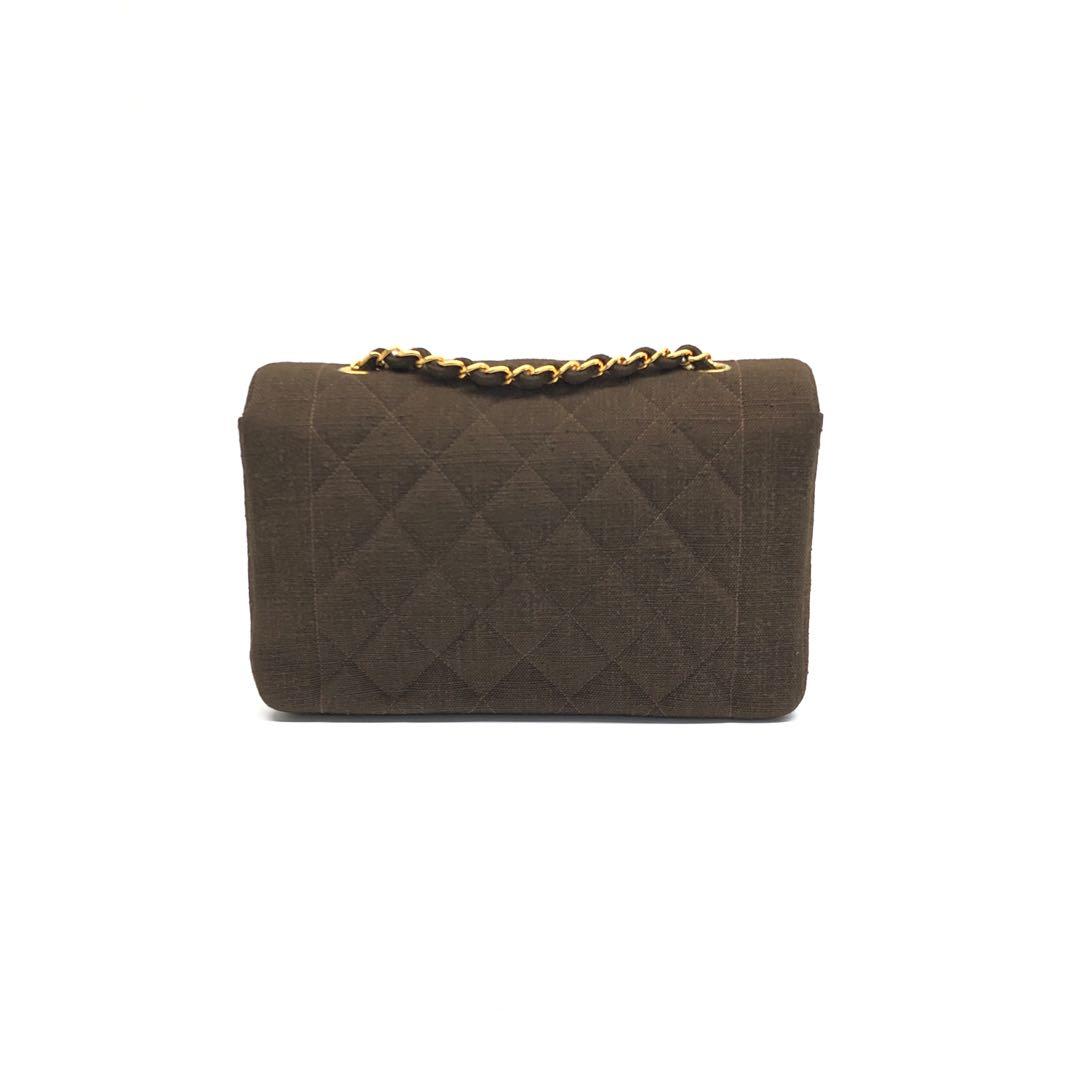 Chanel Diana Medium   Chocolate Brown Fabric Single Flap with 24k Gold Plated Hardware 1991-1994