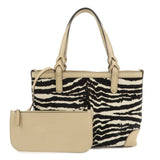 GUCCI Pony Hair Leather Shoulder Bag Hand Bag Beige Black 269878