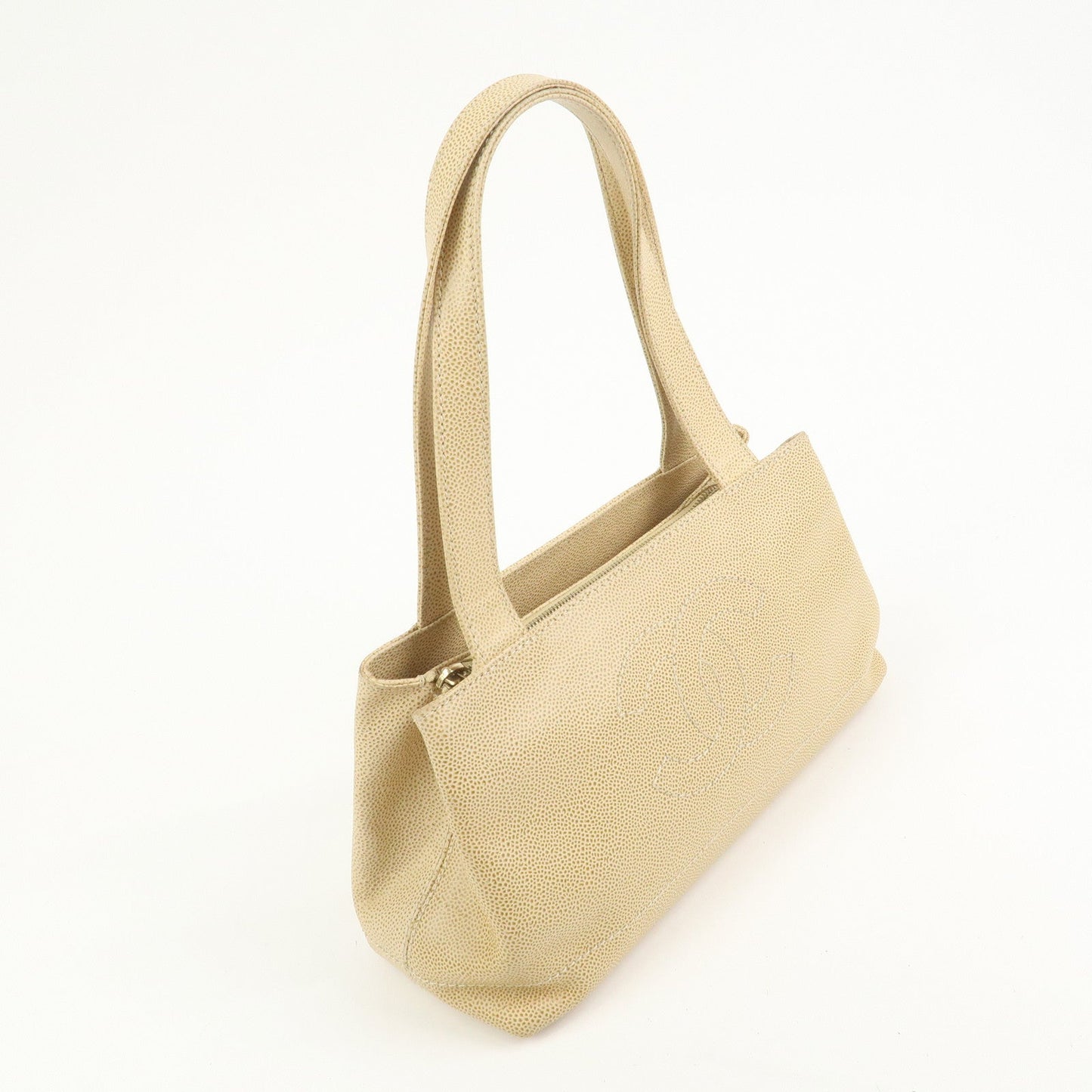 CHANEL COCO Mark Caviarskin Shoulder Bag Hand Bag Beige