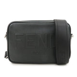 FENDI Logo Leather Camera Case Shoulder Bag Black 7M0286