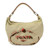 PRADA Logo Nylon Leather Shoulder Bag Hand Bag Beige BR3315