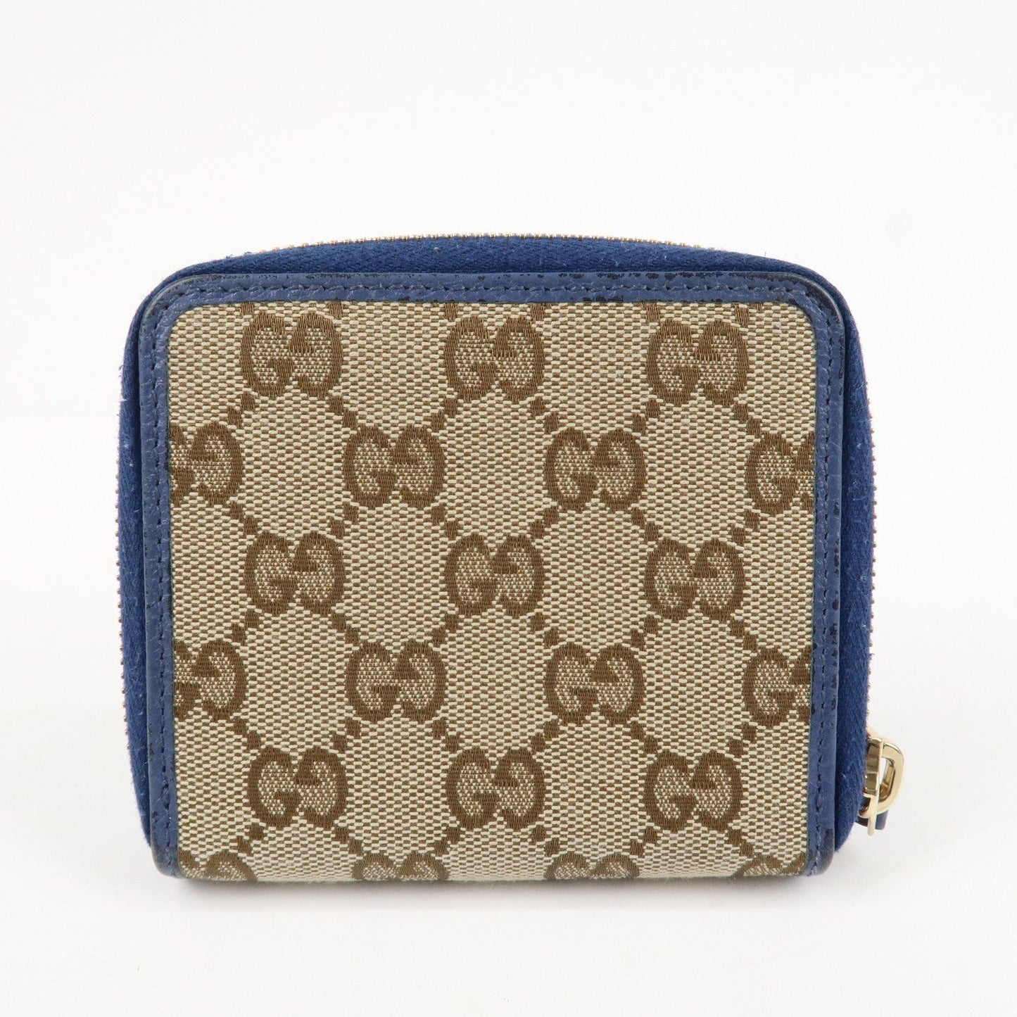 GUCCI GG Canvas Leather Bi-Fold Wallet Beige Blue 346056  d