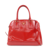 PRADA Triangle Logo Patent Leather 2WAY Bag Hand Bag Red BN2567
