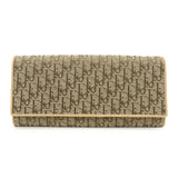 Christian Dior Trotter Jaquard Canvas Leather Long Wallet Brown