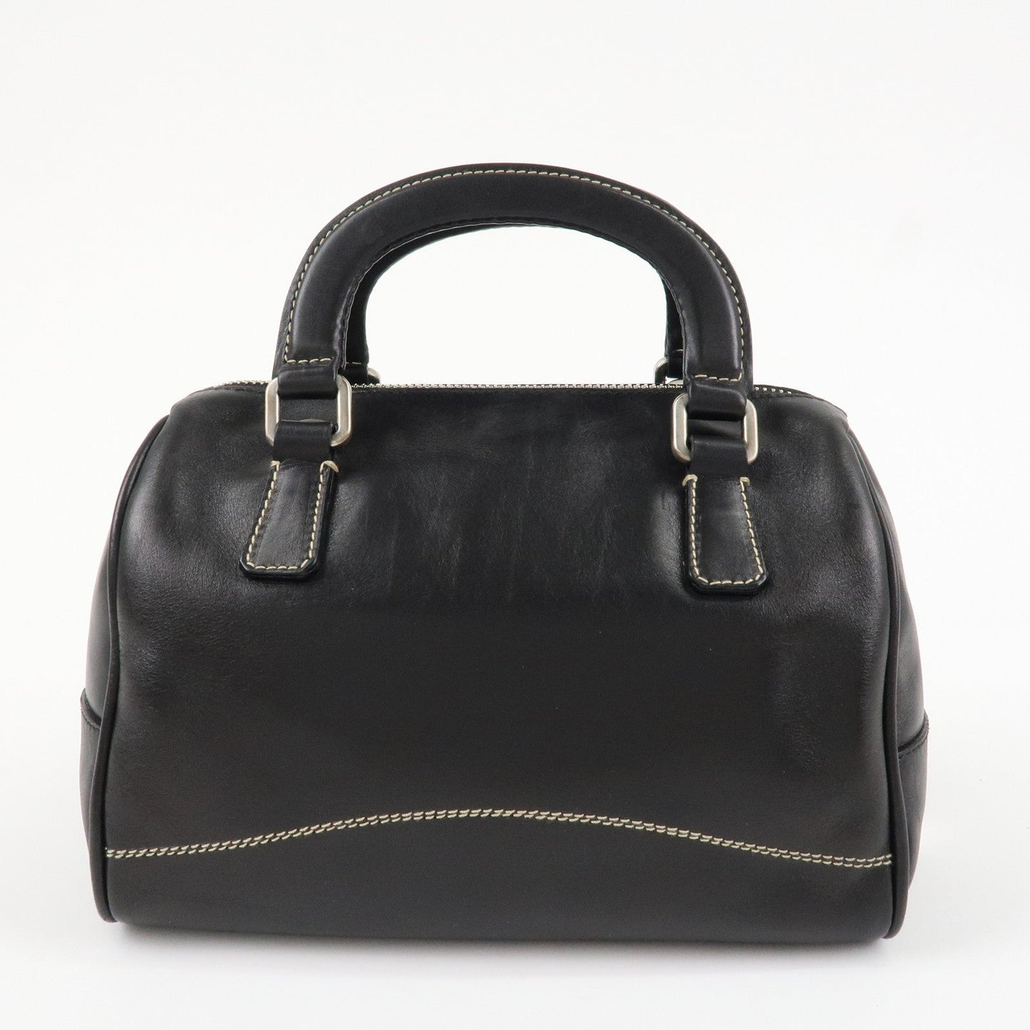 PRADA Leather Mini Boston Bag Hand Bag Black  d