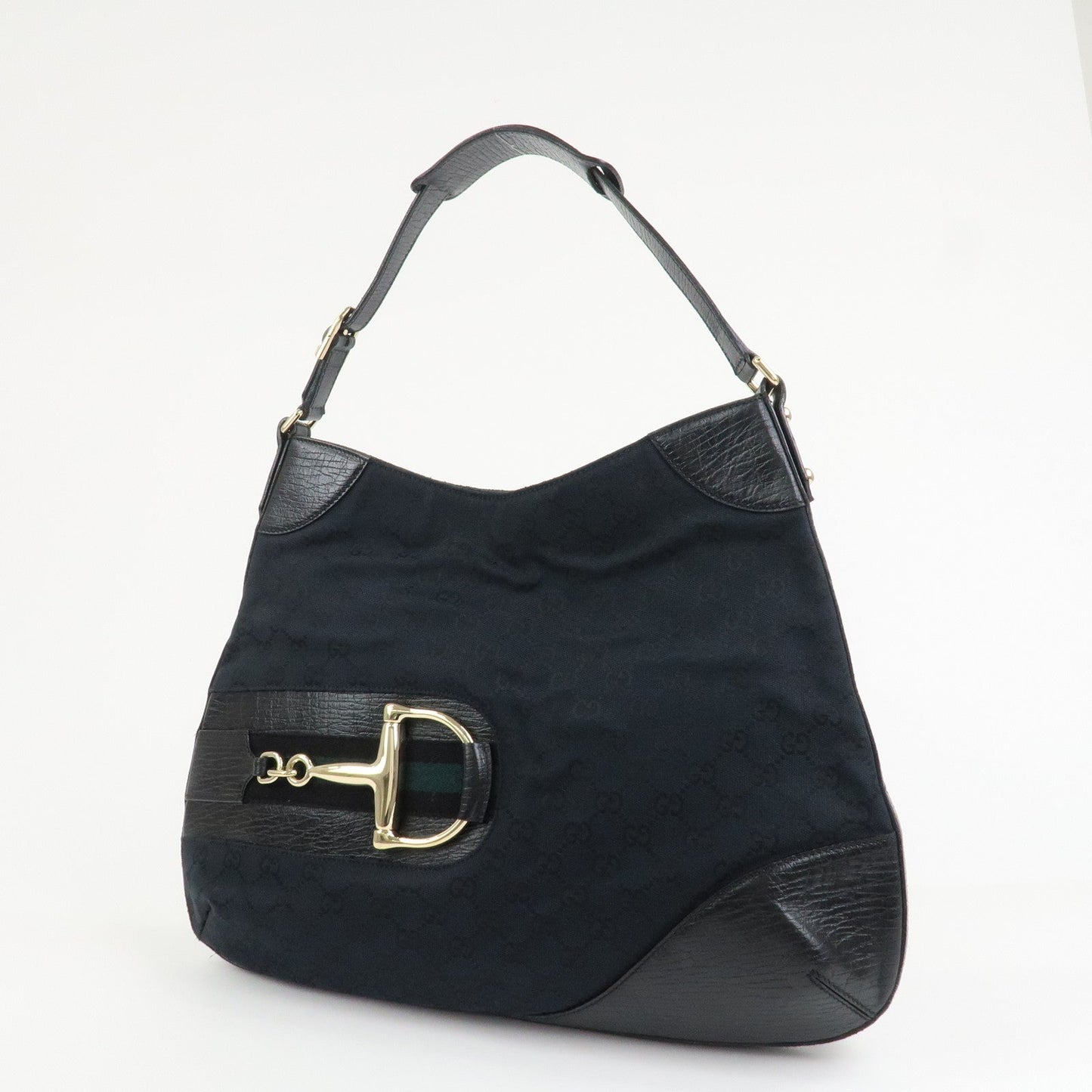 GUCCI Horsebit Shoulder Bag Hand Bag Black 137386