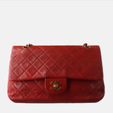 Chanel Classic Flap   1989 Red Lambskin Leather with 24k Gold Hardware