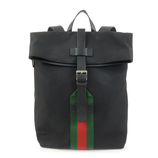 GUCCI Sherry Canvas Leather Backpack Rucksack Black 619749