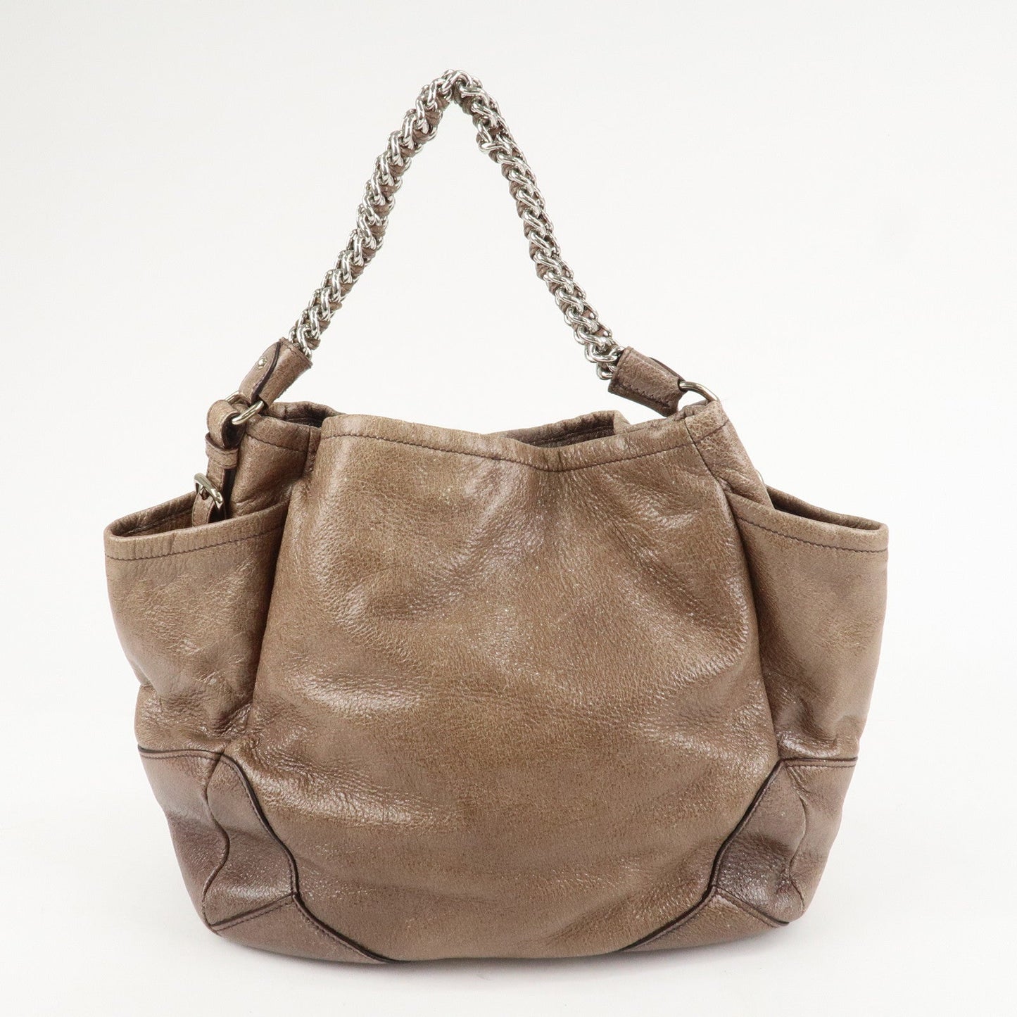 PRADA Logo Leather Shoulder Bag Hand Bag Brown  d