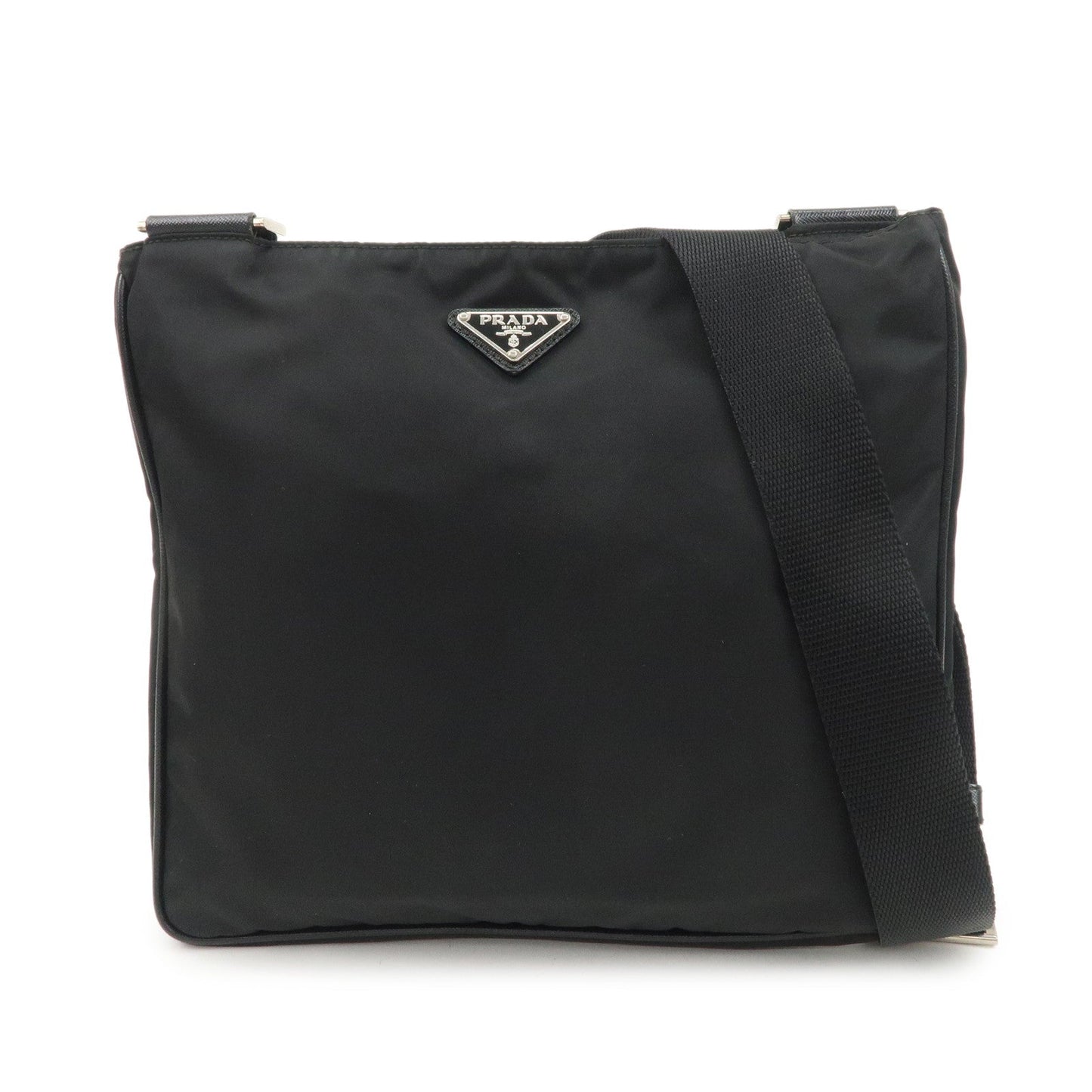 PRADA Triangle Logo Nylon Shoulder Bag Crossbody Bag Black  d