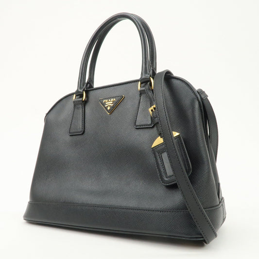 PRADA Saffiano Leather Triangle Logo 2WAY Bag Hand Bag Black BN2567