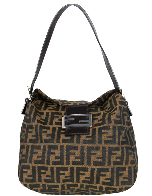 Fendi   Tobacco Zucca Monogram Flap Baguette Bag