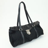 PRADA Triangle Logo Nylon Nappa Leather Shoulder Bag Black BR2613