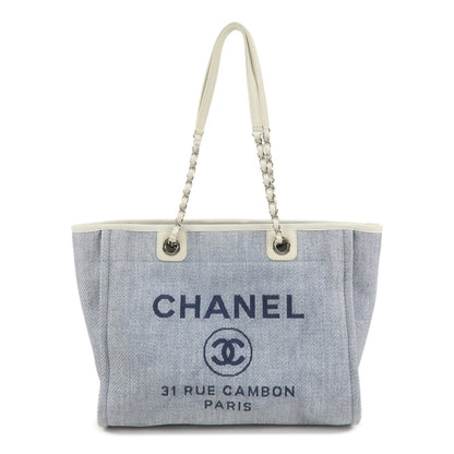 CHANEL Deauville MM Straw Leather Tote Bag Shoulder Bag A67001