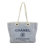 CHANEL Deauville MM Straw Leather Tote Bag Shoulder Bag A67001