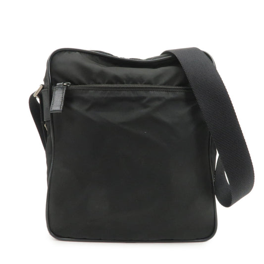 PRADA Logo Nylon Leather Shoulder Bag Crossbody Bag Black BT0421